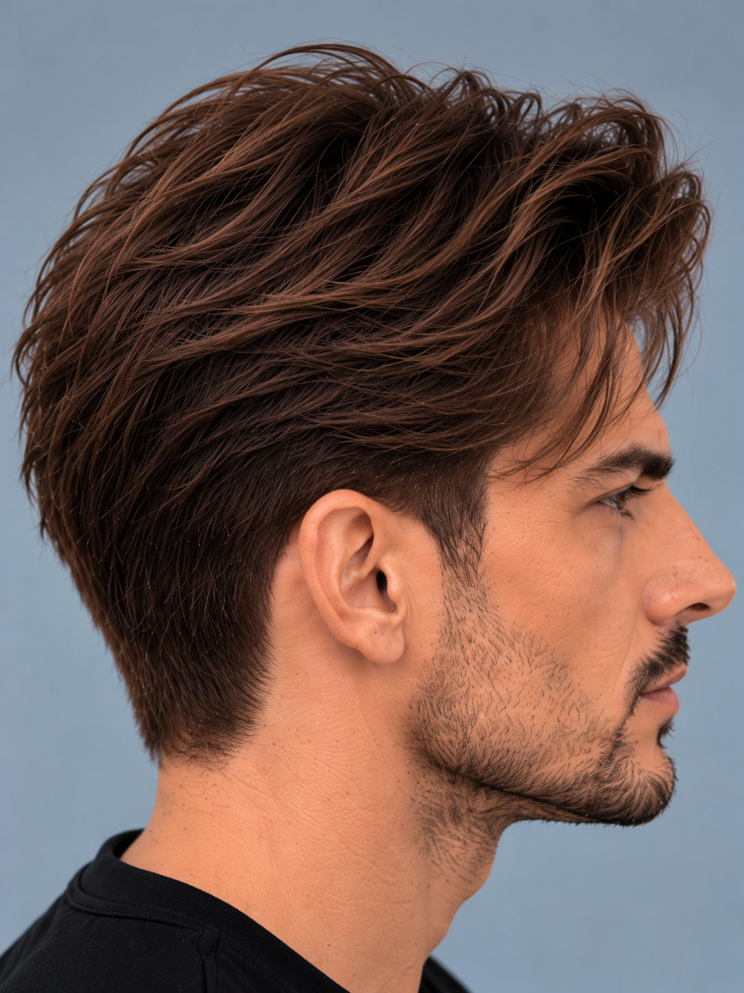 Discover the Textured Quiff Men's Hair System by XHairLab, featuring natural volume, modern layered styling, a realistic hairline, and lightweight comfort. - Image 8