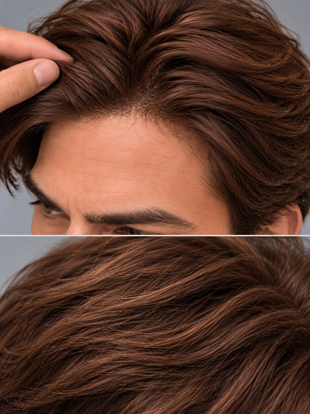 Modern Flow Men's Hair System – Natural Middle Part & Voluminous Style - Image 9