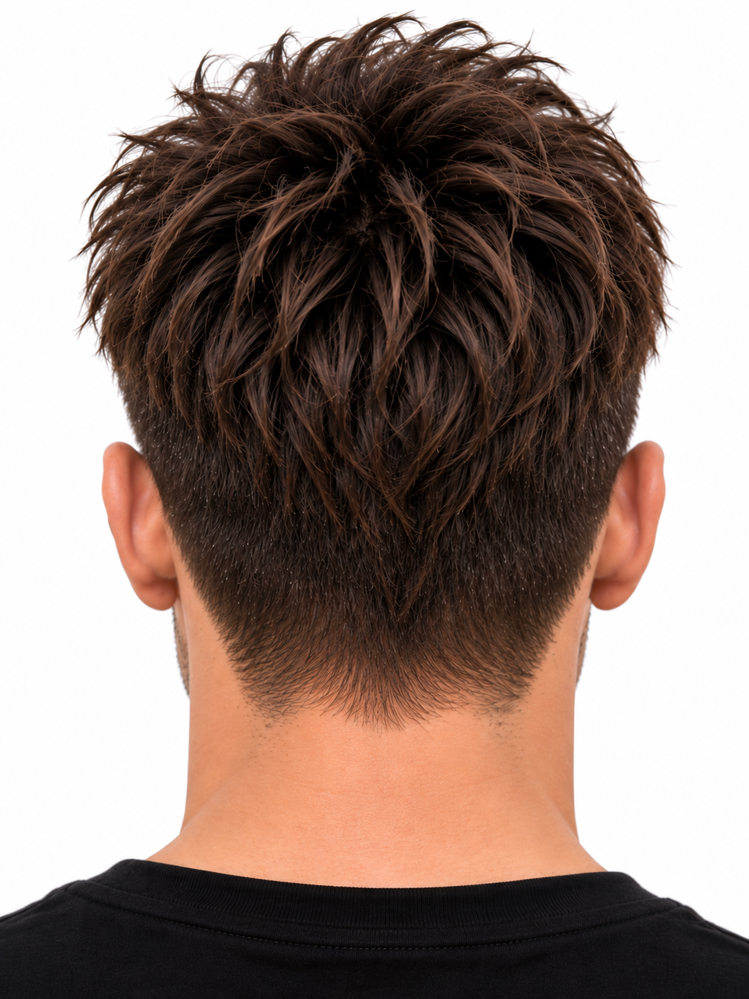 Modern French Crop Men's Hair System – Dark Brown Textured Toupee with Natural Fringe - Image 5