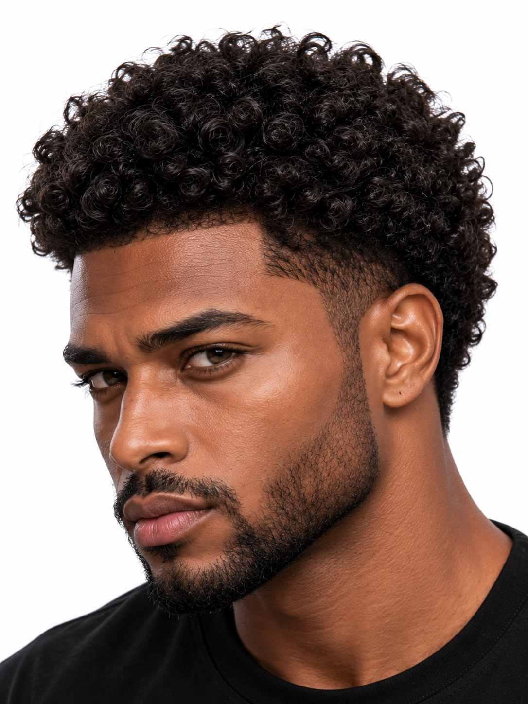 Natural Afro Curl Men's Hair System – Black Curly Toupee with Natural Hairline - Image 3