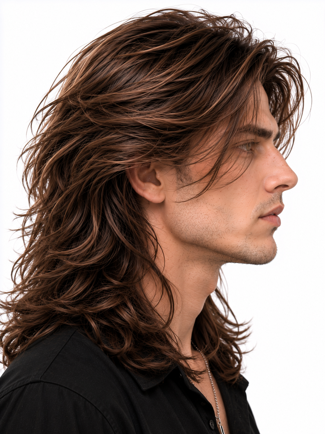 Natural Long Wavy Men's Hair System – Shoulder-Length Brown Layered Wig | XHairLab - Image 5