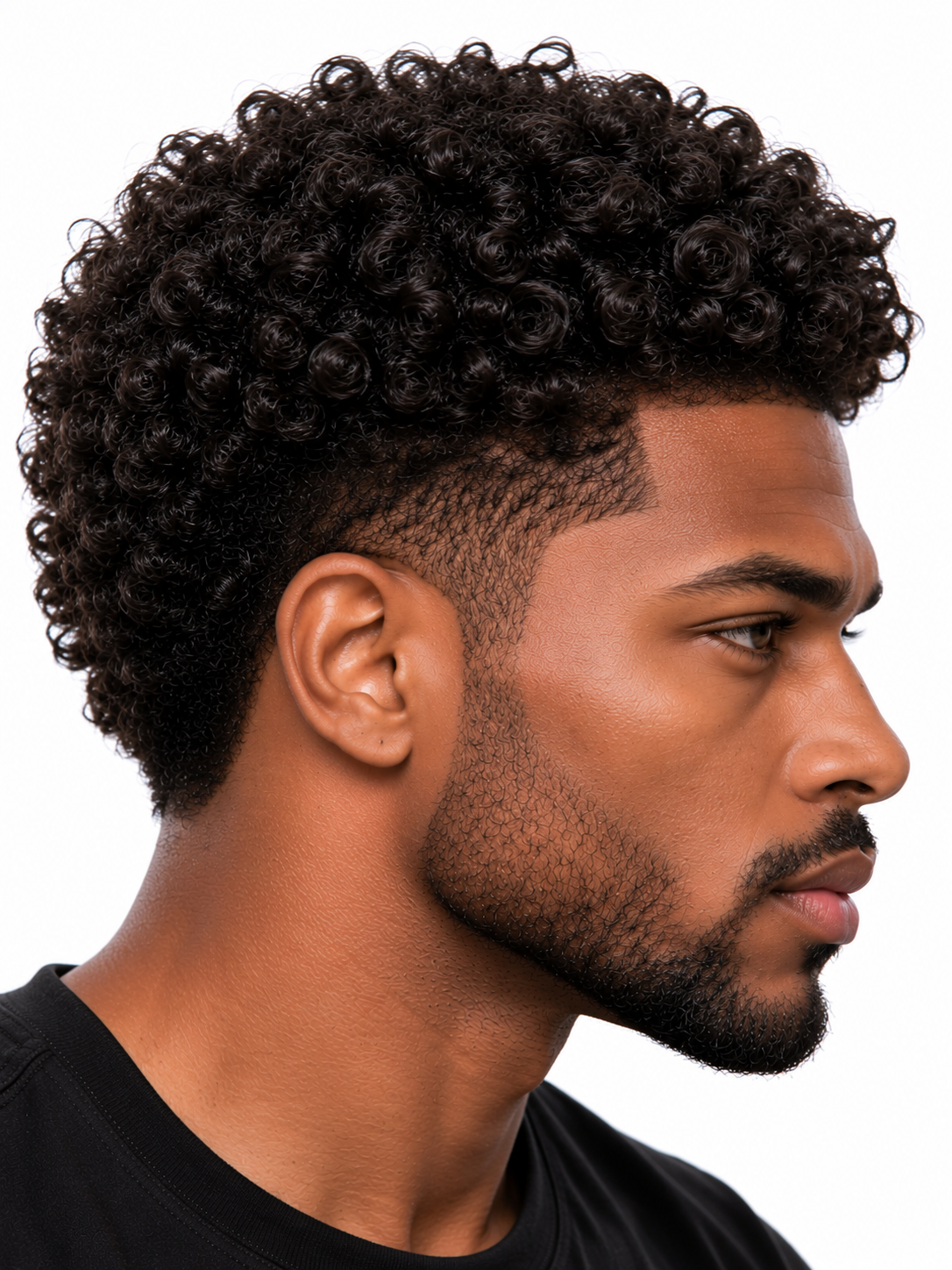 Natural Afro Curl Men's Hair System – Black Curly Toupee with Natural Hairline - Image 5
