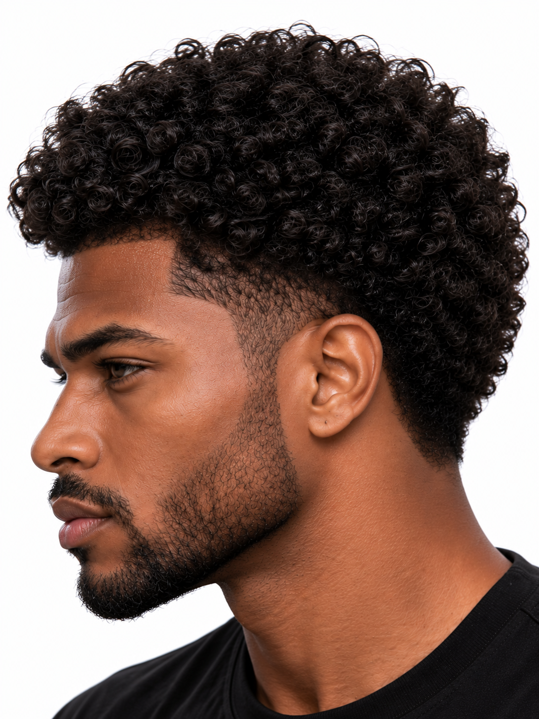 Natural Afro Curl Men's Hair System – Black Curly Toupee with Natural Hairline - Image 4