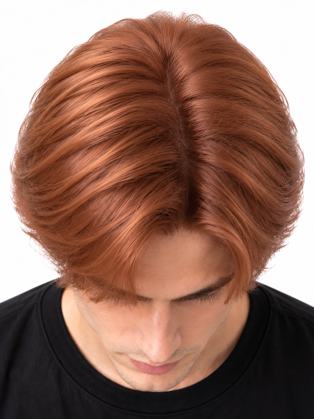 Copper Auburn Flow Men's Hair System – Smooth Medium-Length Layered Hair | XHairLab - Image 6