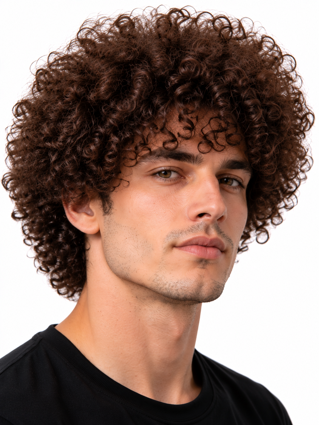 Classic Afro Curly Men's Hair System – Dark Brown Voluminous Curly Wig | XHairLab - Image 3