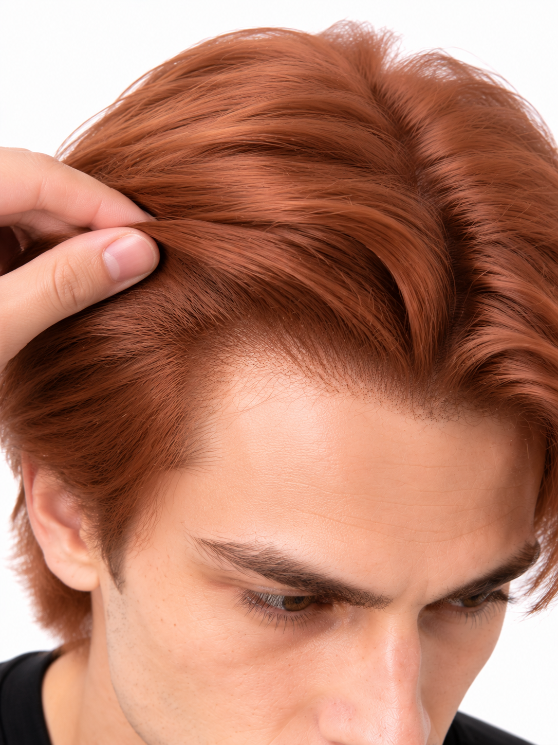 Copper Auburn Flow Men's Hair System – Smooth Medium-Length Layered Hair | XHairLab - Image 7