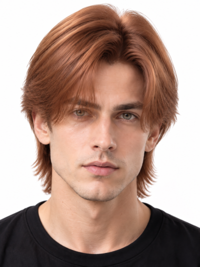 Copper Auburn Flow Men's Hair System – Smooth Medium-Length Layered Hair | XHairLab