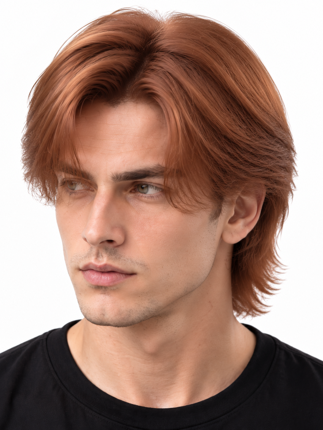 Copper Auburn Flow Men's Hair System – Smooth Medium-Length Layered Hair | XHairLab - Image 3