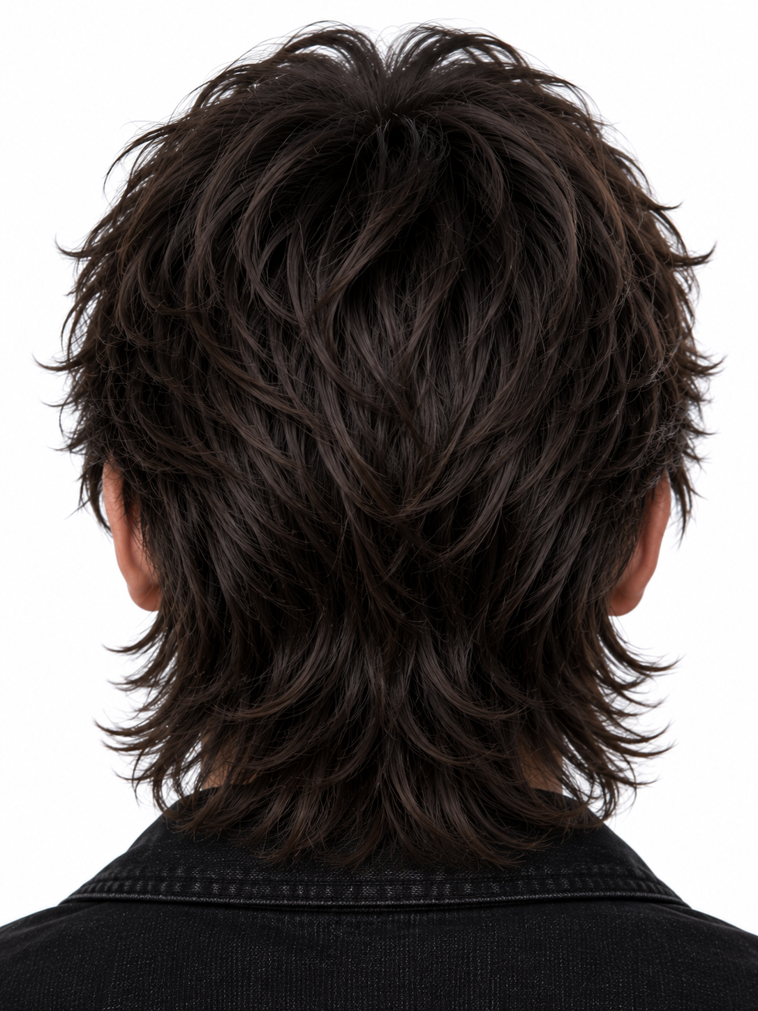 Messy Textured Mullet Men's Hair System – Natural Black Layered Wig | XHairLab - Image 8