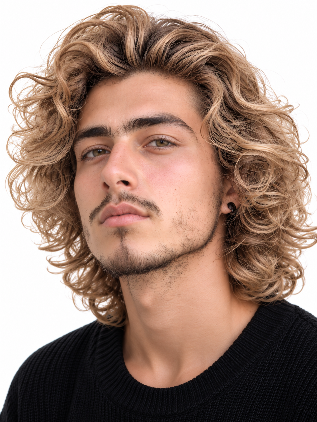 Natural Curl Flow Men's Hair System – Ash Blonde Medium-Length Curly Wig | XHairLab - Image 3