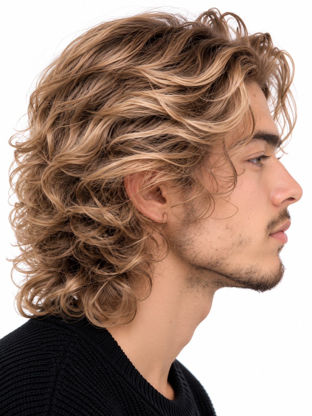 Natural Curl Flow Men's Hair System – Ash Blonde Medium-Length Curly Wig | XHairLab - Image 5