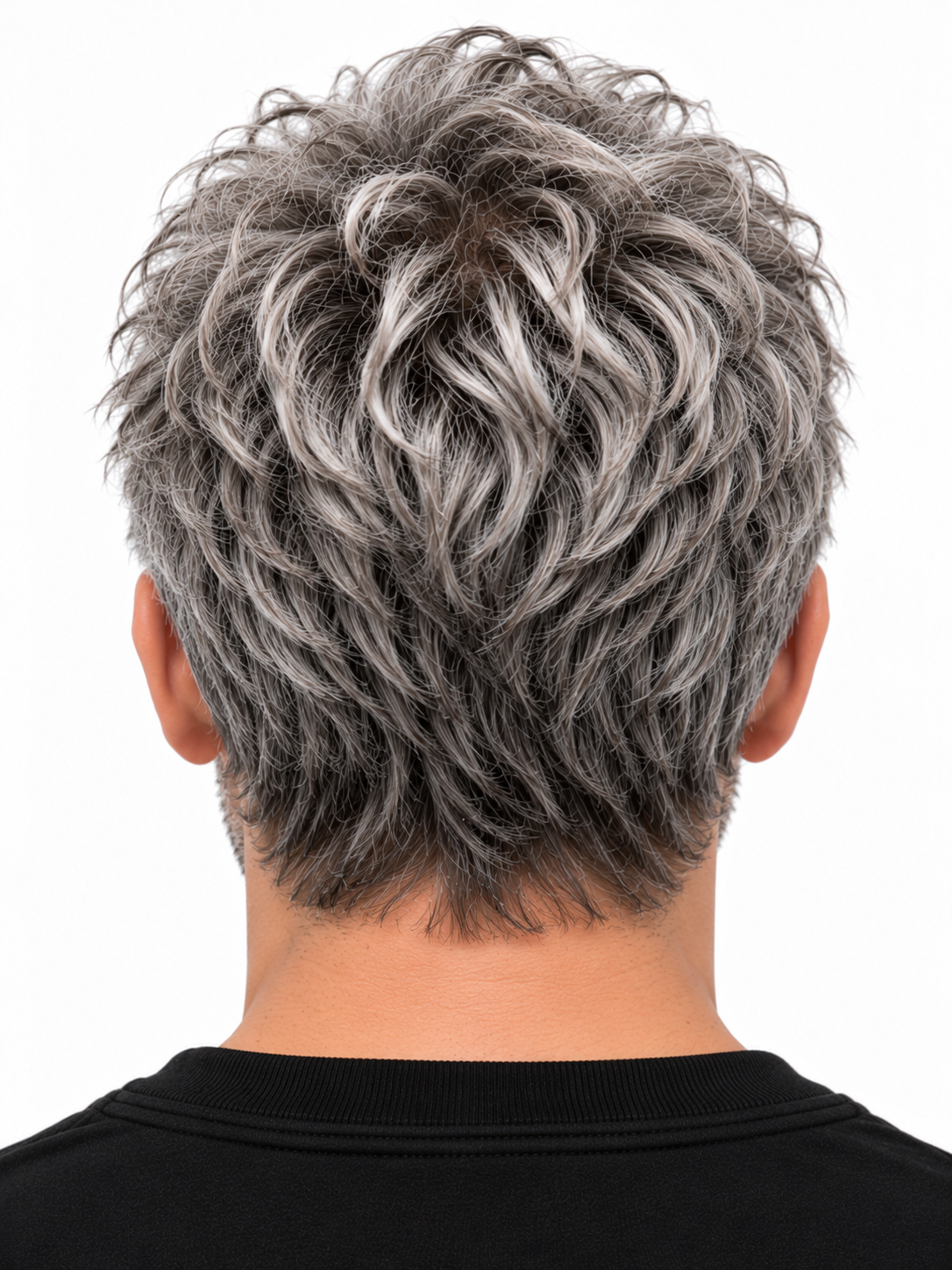 Modern Silver Textured Crop Men's Hair System – Voluminous Silver Gray Wig | XHairLab - Image 8
